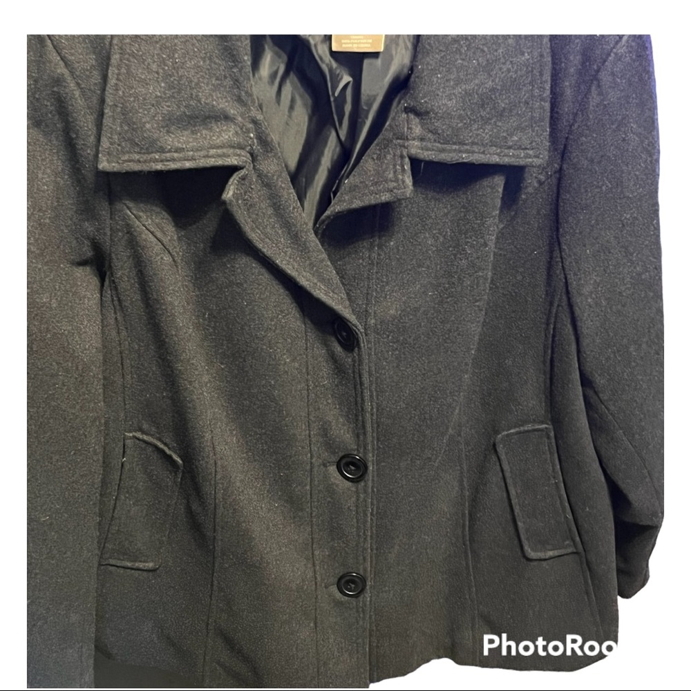 White Stag 3x (22w-24w) Women’s Black Wool Pea Coat